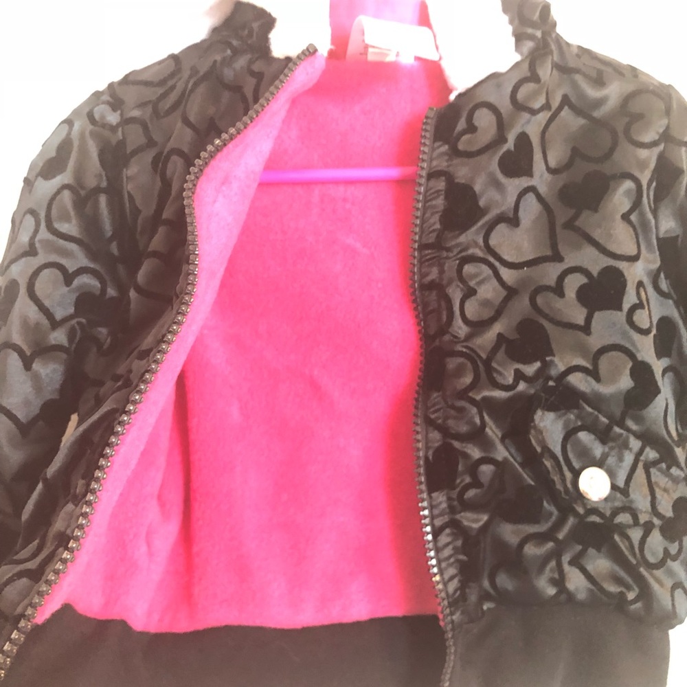 Black heart toddler jacket with pink lining